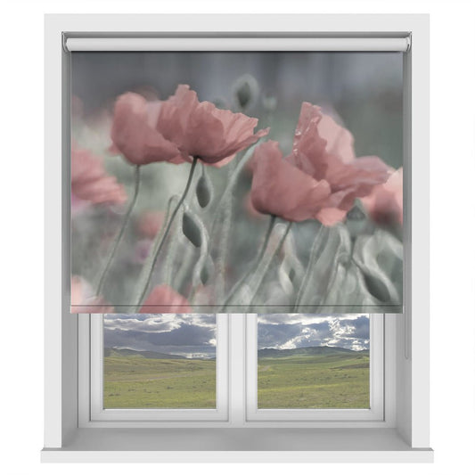 Softly Pink Poppies Printed Picture Photo Roller Blind - 1X676907 - Art Fever - Art Fever