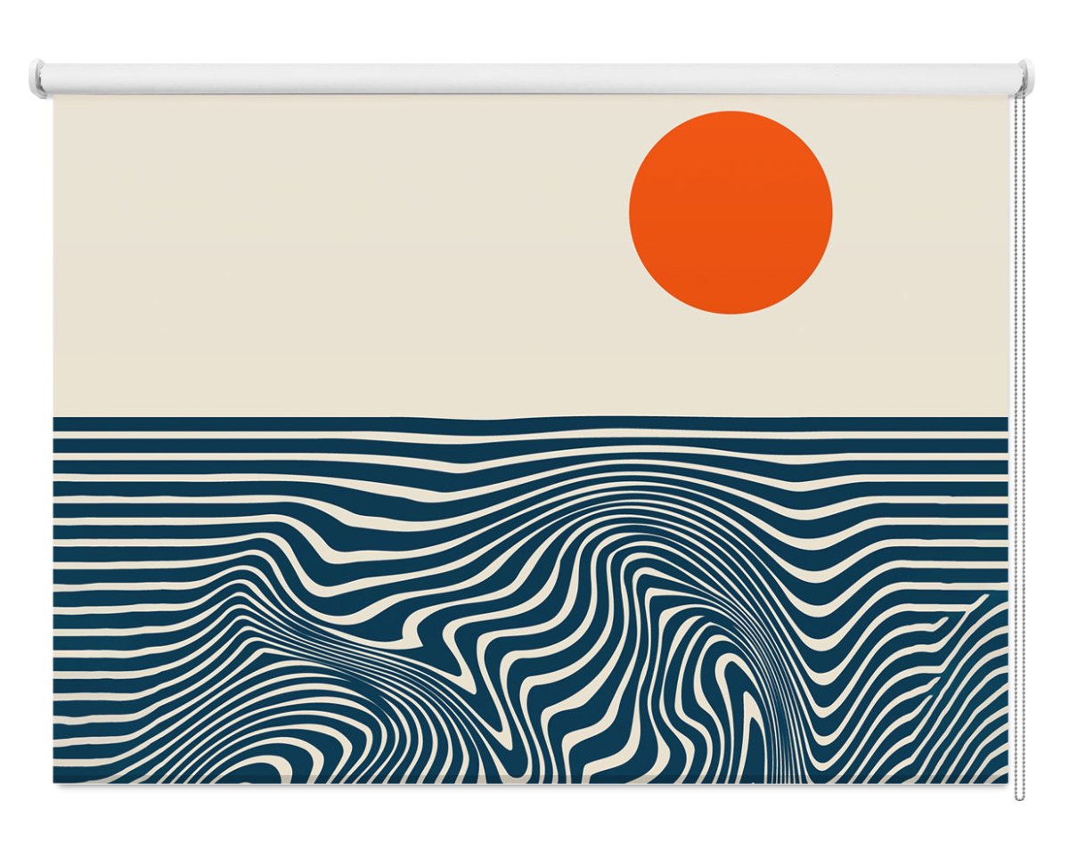 Solar Ripple Navy & Cream Abstract Printed Picture Photo Roller Blind - RB1455 - Art Fever - Art Fever