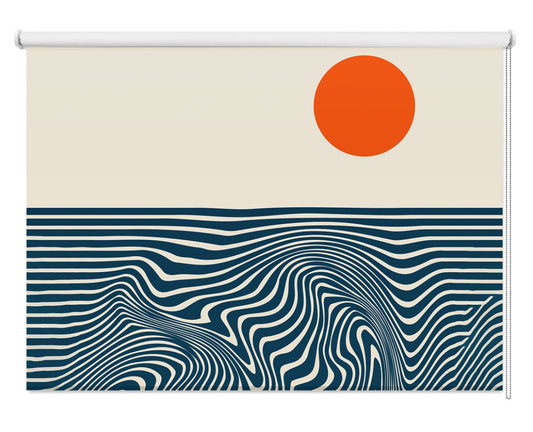 Solar Ripple Navy & Cream Abstract Printed Picture Photo Roller Blind - RB1455 - Art Fever - Art Fever