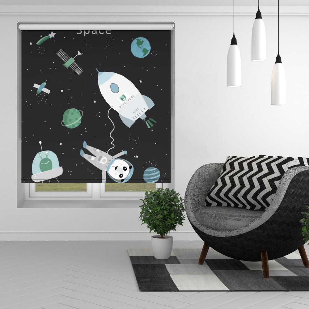 Space Panda and Rocket Printed Picture Photo Roller Blind - 1X2899385 - Art Fever - Art Fever