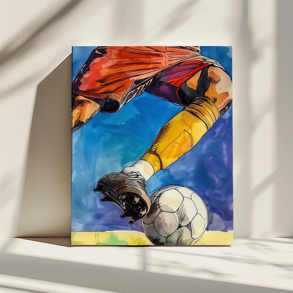Sport Watercolour Football Player 1 Canvas Print Wall Art 1X2814133 - ART FEVER - Art Fever