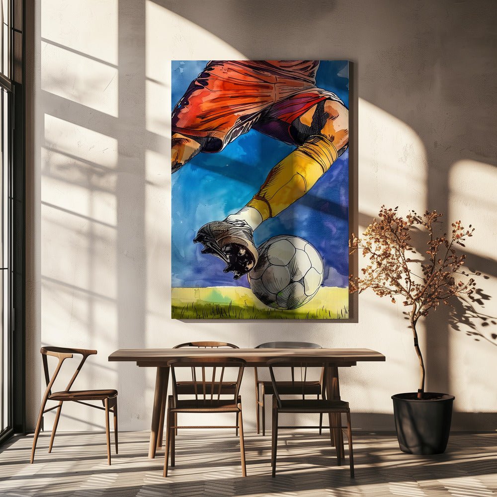 Sport Watercolour Football Player 1 Canvas Print Wall Art 1X2814133 - ART FEVER - Art Fever