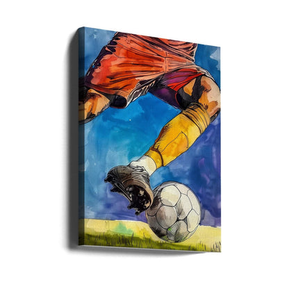 Sport Watercolour Football Player 1 Canvas Print Wall Art 1X2814133 - ART FEVER - Art Fever