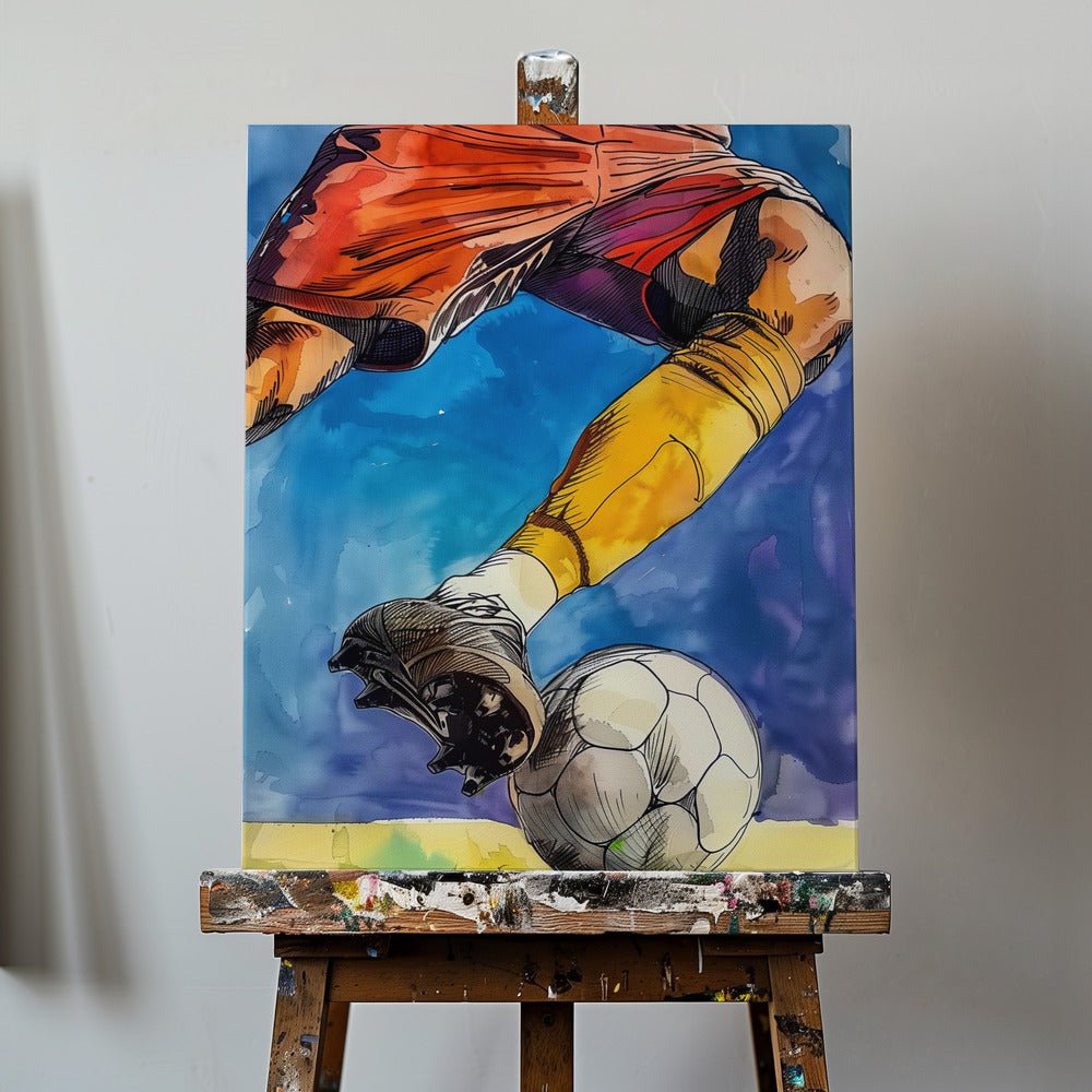 Sport Watercolour Football Player 1 Canvas Print Wall Art 1X2814133 - ART FEVER - Art Fever