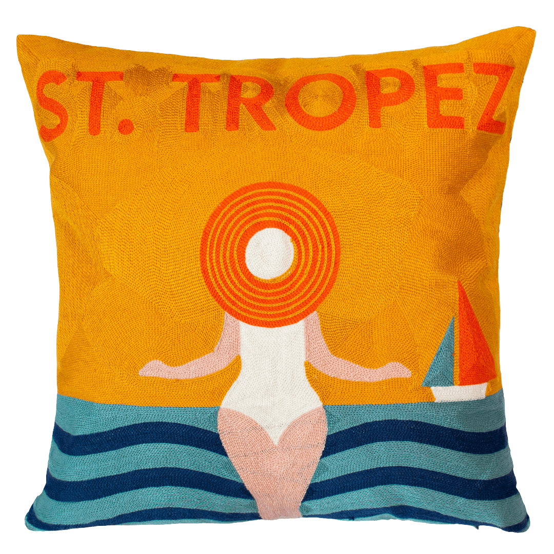 St. Tropez Needlepoint Cushion - The Pillow Drop - Art Fever