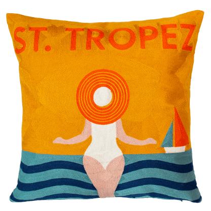 St. Tropez Needlepoint Cushion - The Pillow Drop - Art Fever