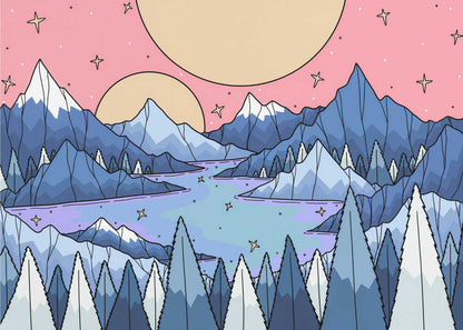 Stars and lakes Canvas Print Wall Art 1X3359527 - ART FEVER - Art Fever