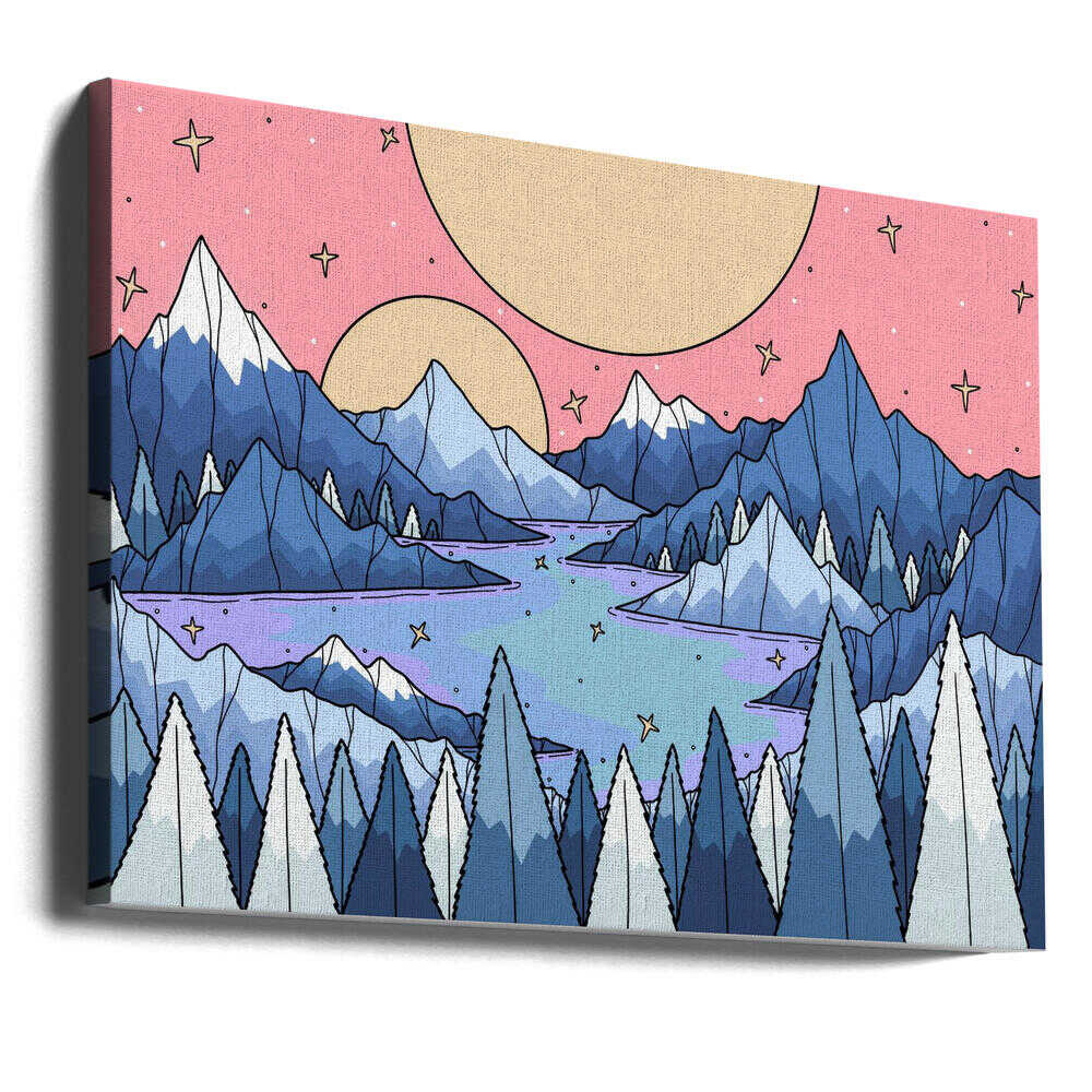 Stars and lakes Canvas Print Wall Art 1X3359527 - ART FEVER - Art Fever