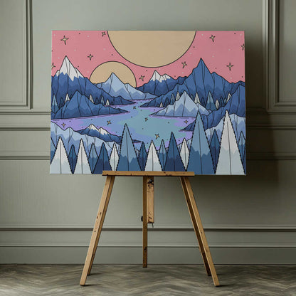 Stars and lakes Canvas Print Wall Art 1X3359527 - ART FEVER - Art Fever