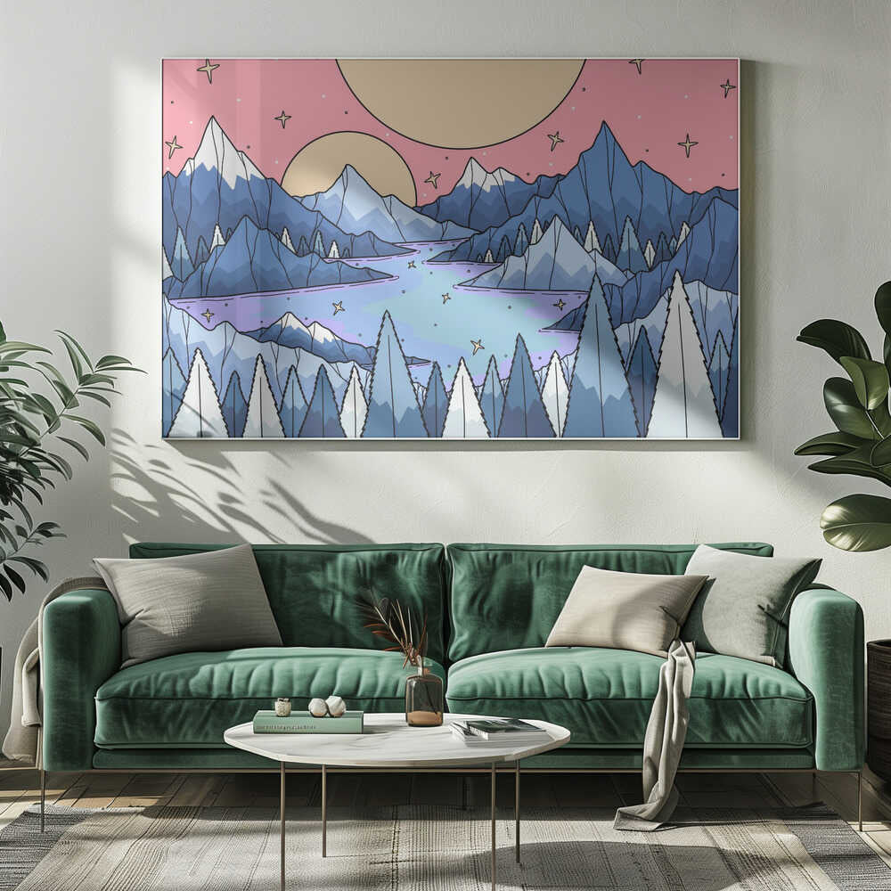 Stars and lakes Canvas Print Wall Art 1X3359527 - ART FEVER - Art Fever