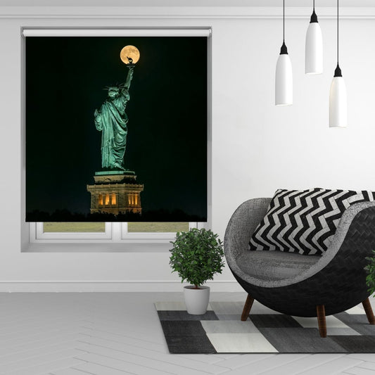 Statue of Liberty Full Moon over New York Printed Picture Photo Roller Blind - 1X1363782 - Pictufy - Art Fever