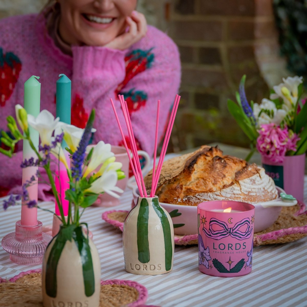 Stripe Ceramic Reed Diffuser Set | The Forever Kit - LORDS Fragrance House - Art Fever