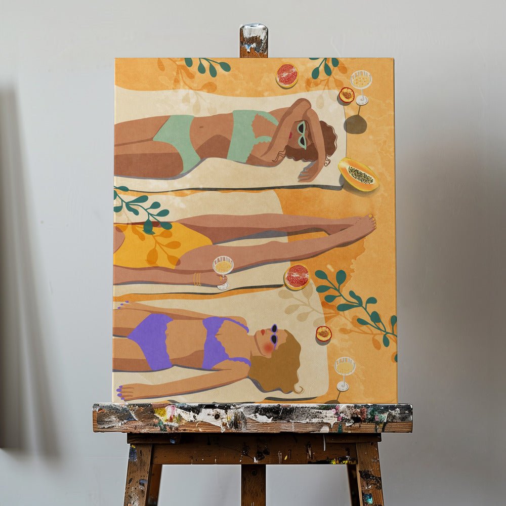 Summer Girls Sunlit Serenity Canvas Print Wall Art 1X2762108 - ART FEVER - Art Fever