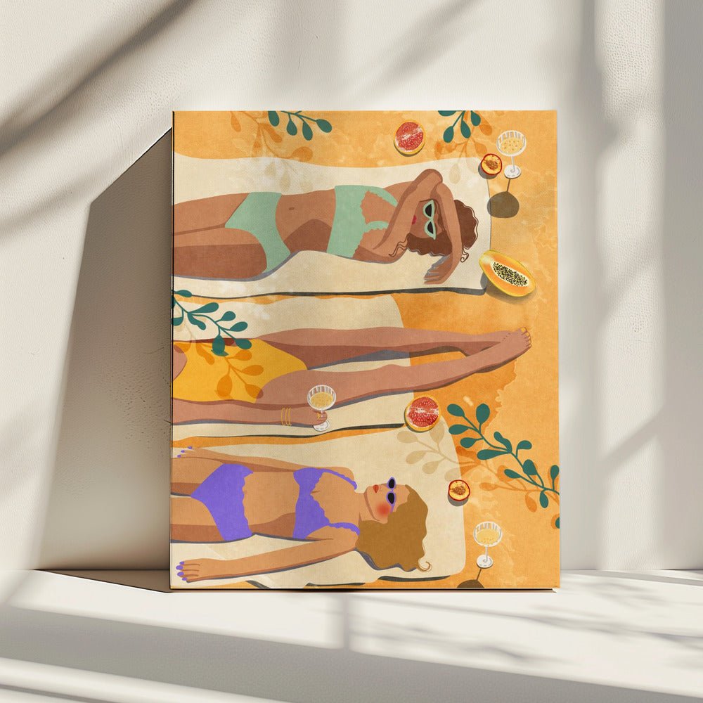 Summer Girls Sunlit Serenity Canvas Print Wall Art 1X2762108 - ART FEVER - Art Fever