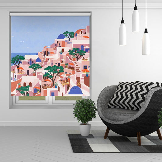 Sun kissed Santorini illustration Printed Picture Photo Roller Blind - 1X2820537 - Art Fever - Art Fever