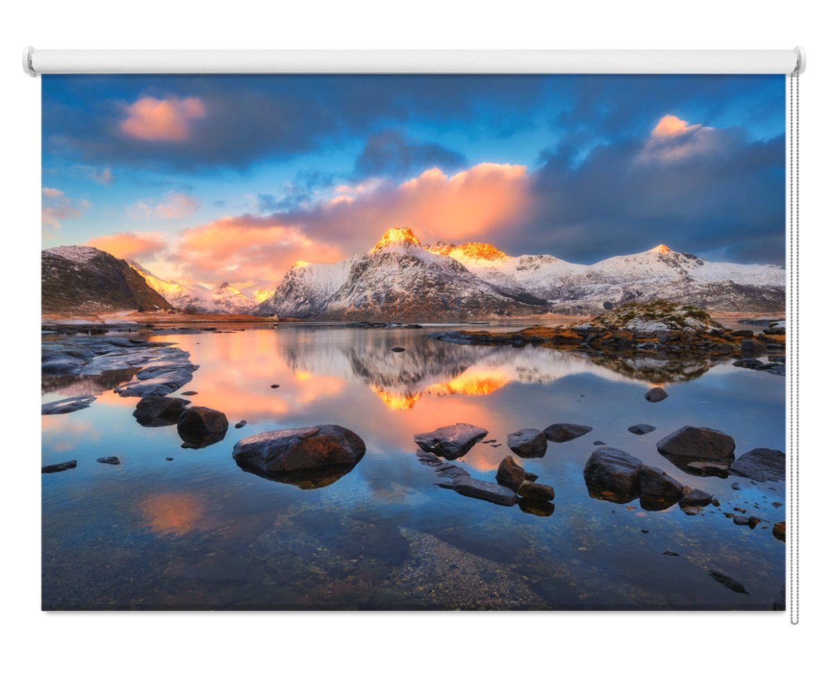 Sunrise over Snowy Mountains in Norway Printed Picture Photo Roller Blind - RB572 - Art Fever - Art Fever