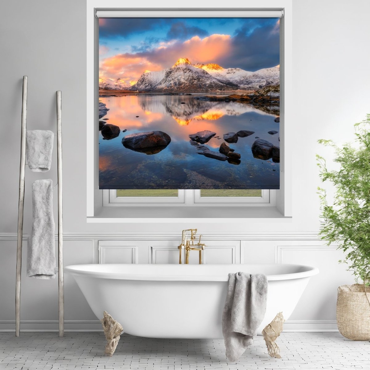 Sunrise over Snowy Mountains in Norway Printed Picture Photo Roller Blind - RB572 - Art Fever - Art Fever