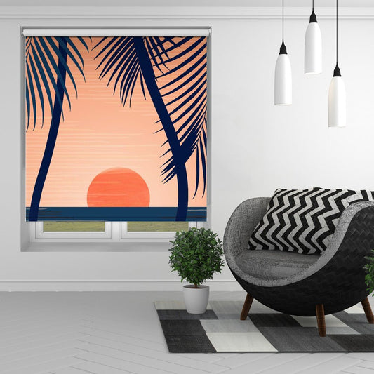 Sunset Beach Palm Printed Picture Photo Roller Blind - 1X2674552 - Art Fever - Art Fever