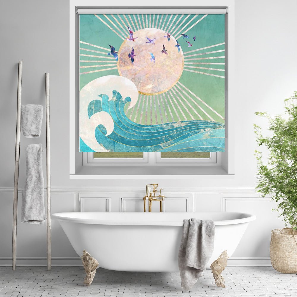 Sunset Golden Ocean Turquoise Printed Picture Photo Roller Blind - 1X2920127 - Art Fever - Art Fever