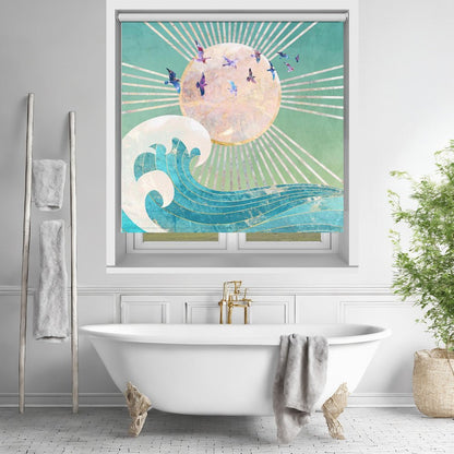 Sunset Golden Ocean Turquoise Printed Picture Photo Roller Blind - 1X2920127 - Art Fever - Art Fever