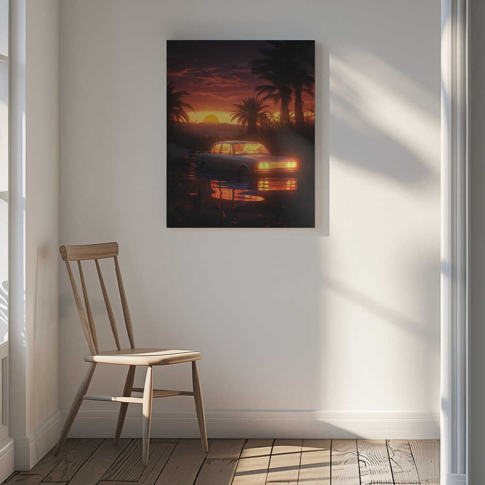 Sunset Oasis Canvas Print Wall Art 1X2951228 - ART FEVER - Art Fever