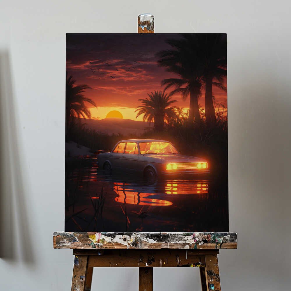 Sunset Oasis Canvas Print Wall Art 1X2951228 - ART FEVER - Art Fever