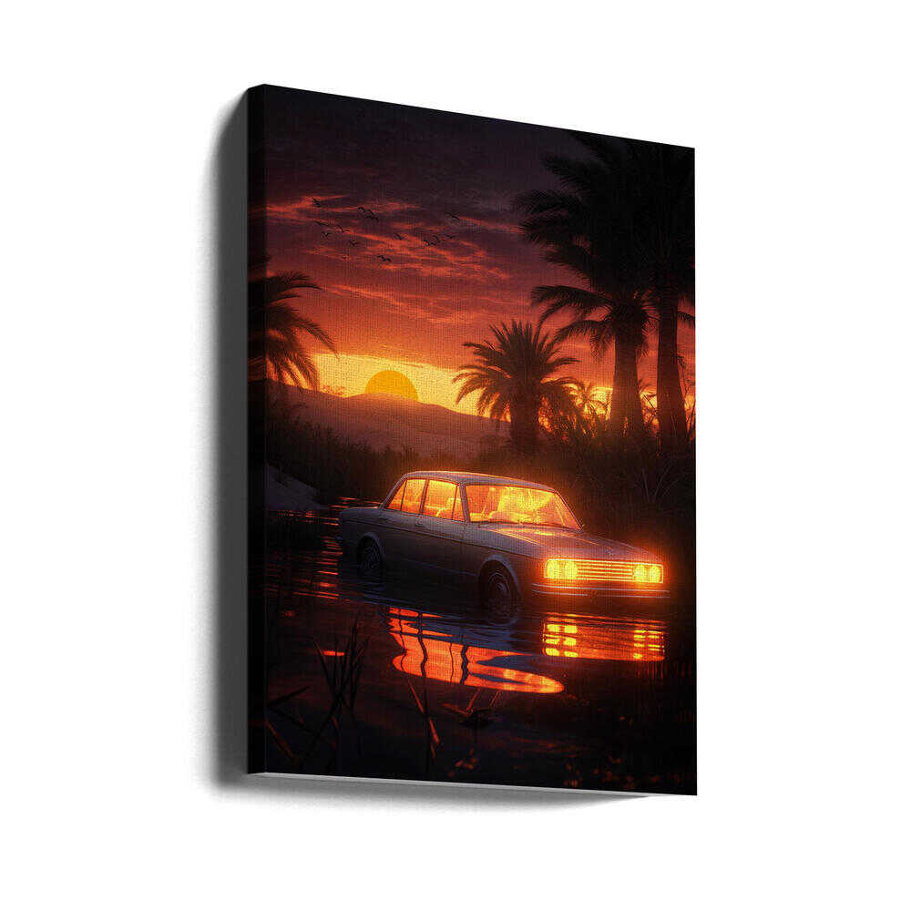 Sunset Oasis Canvas Print Wall Art 1X2951228 - ART FEVER - Art Fever