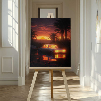 Sunset Oasis Canvas Print Wall Art 1X2951228 - ART FEVER - Art Fever