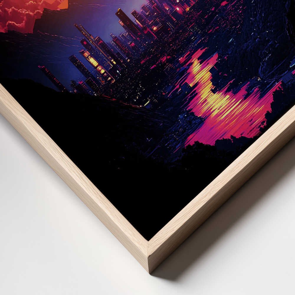 Synth City Sundown Canvas Print Wall Art 1X2992894 - ART FEVER - Art Fever
