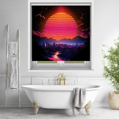 Synth city sundown Printed Picture Photo Roller Blind - 1X2992894 - Art Fever - Art Fever