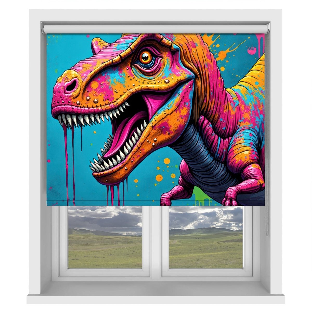 T - Rex Digital Drip Art Printed Picture Photo Roller Blind - RB1358 - Art Fever - Art Fever