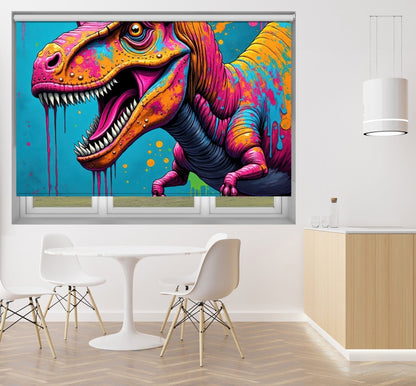 T - Rex Digital Drip Art Printed Picture Photo Roller Blind - RB1358 - Art Fever - Art Fever