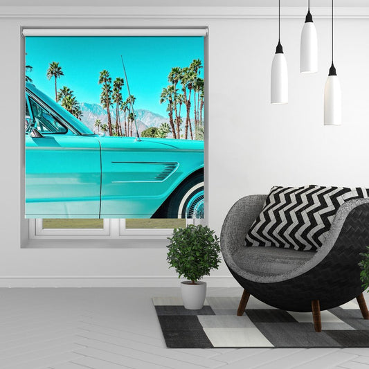 Teal Thunderbird in Palm Springs Printed Picture Photo Roller Blind - 1X2722455 - Art Fever - Art Fever