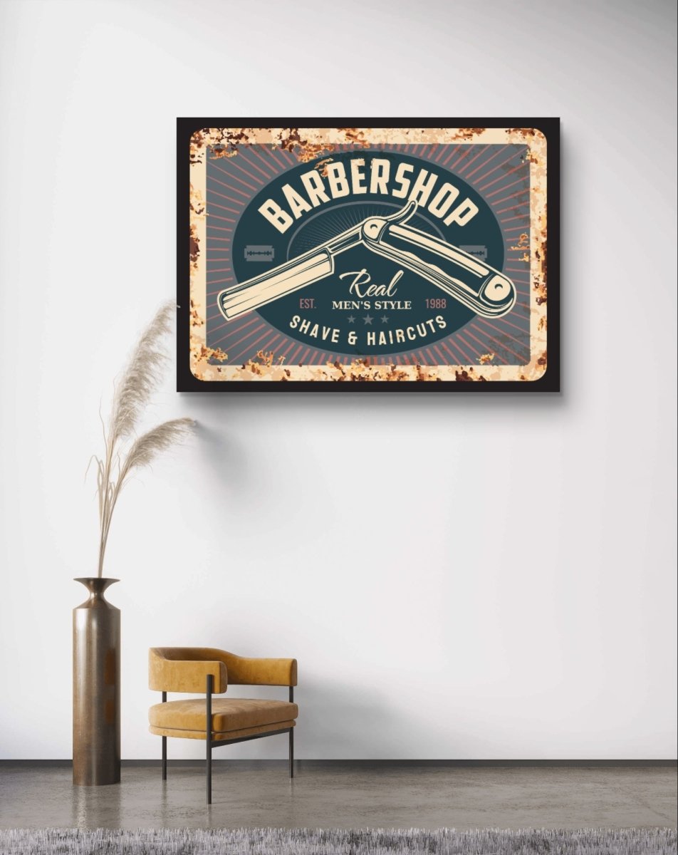 The Barbershop Shop Sign Canvas Print Wall Art - CS6 - Art Fever - Art Fever