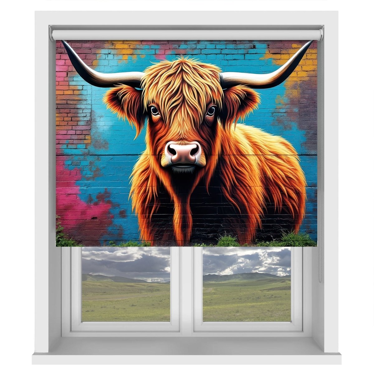 The Highland Cow Graffiti Art Printed Picture Photo Roller Blind - RB1350 - Art Fever - Art Fever