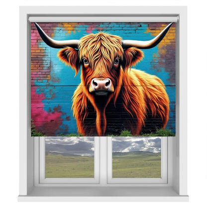 The Highland Cow Graffiti Art Printed Picture Photo Roller Blind - RB1350 - Art Fever - Art Fever