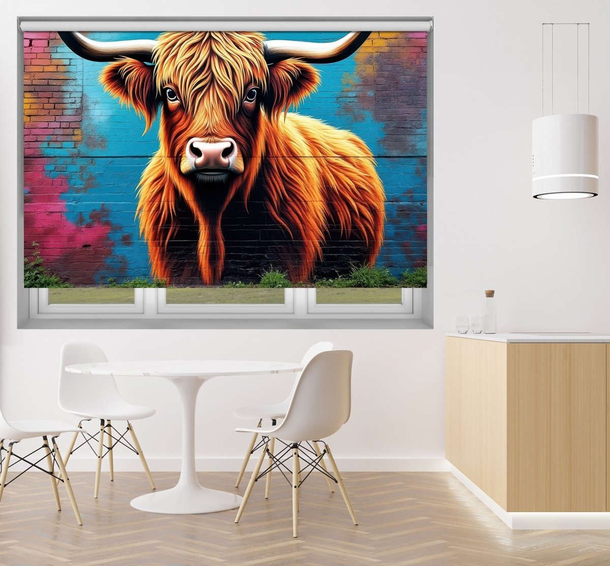 The Highland Cow Graffiti Art Printed Picture Photo Roller Blind - RB1350 - Art Fever - Art Fever