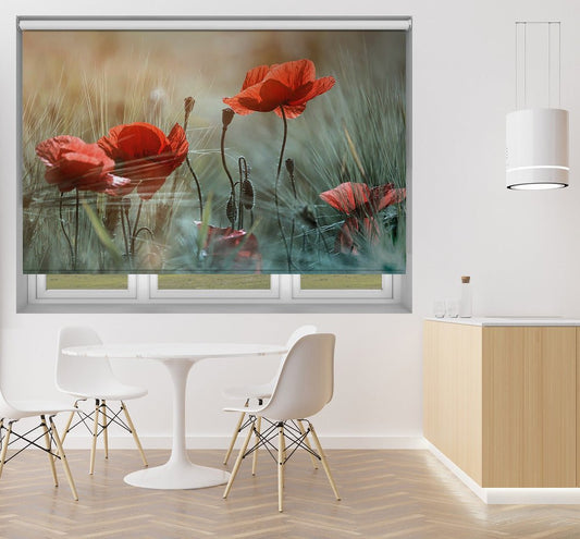 The Red Poppies Printed Picture Photo Roller Blind - 1X2299111 - Art Fever - Art Fever