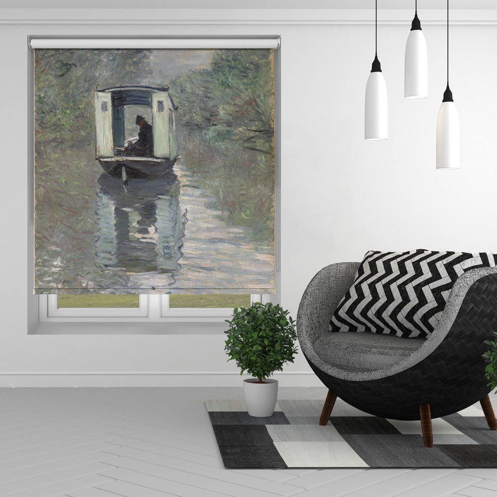 The Studio Boat By Claude Monet (le Bateau Atelier) Printed Picture Photo Roller Blind - RB1416 - Art Fever - Art Fever