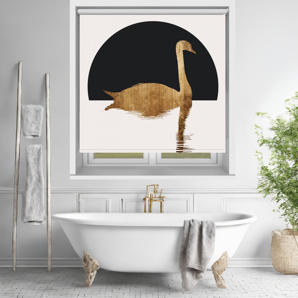 The Swan Black Printed Picture Photo Roller Blind - 1X2512523 - Art Fever - Art Fever