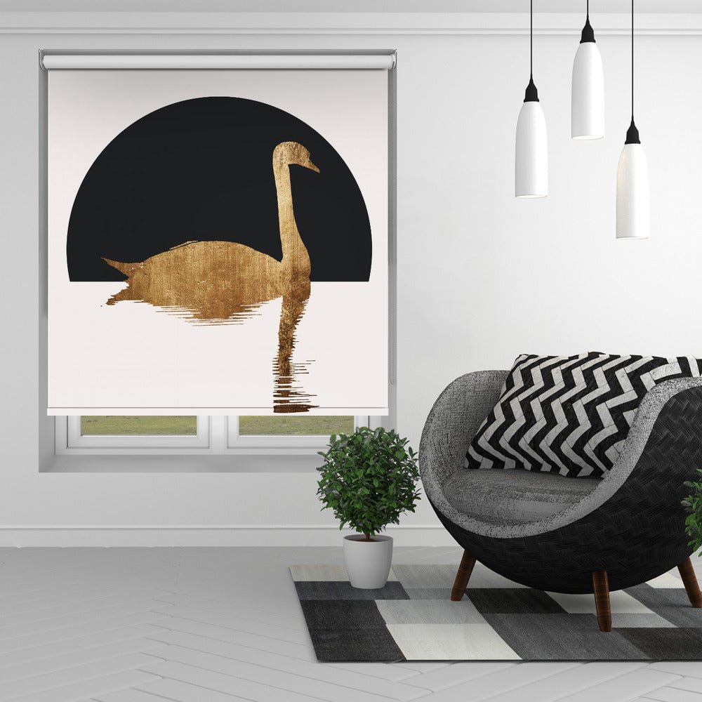 The Swan Black Printed Picture Photo Roller Blind - 1X2512523 - Art Fever - Art Fever
