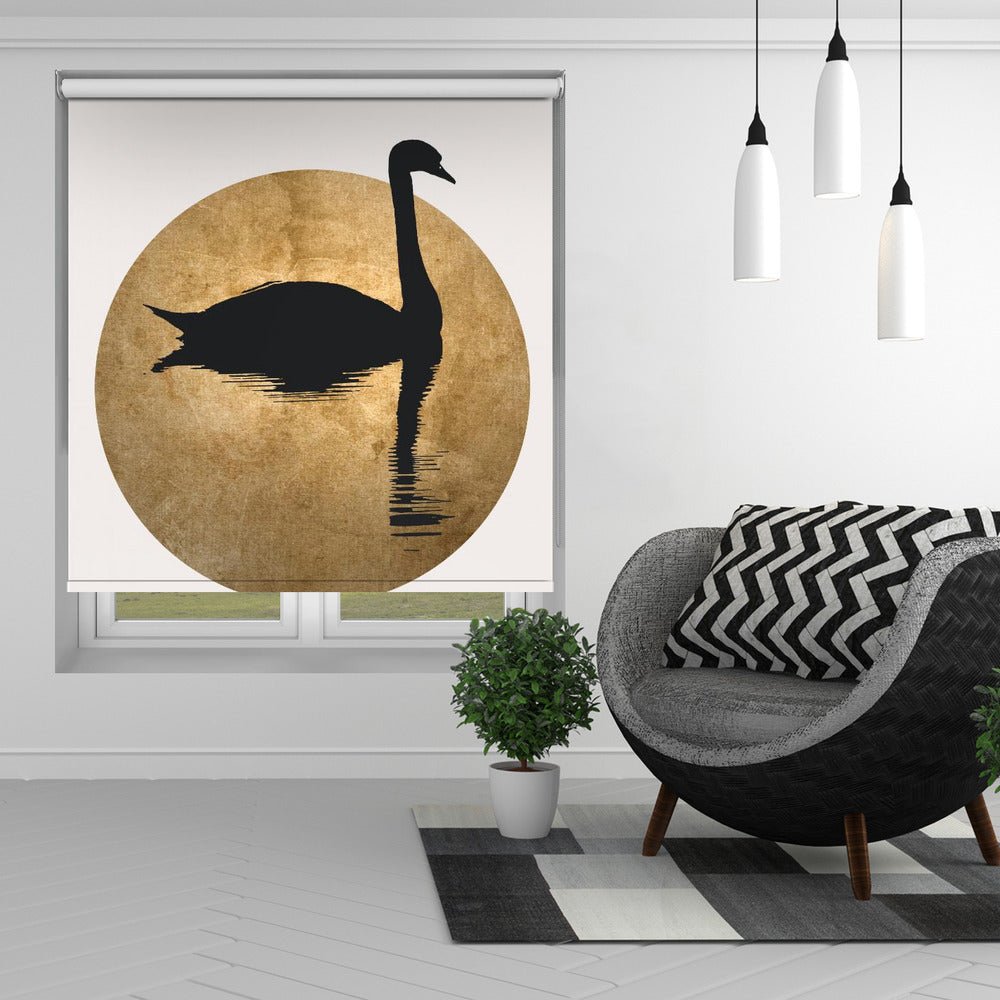 The Swan Gold Printed Picture Photo Roller Blind - 1X2512524 - Art Fever - Art Fever