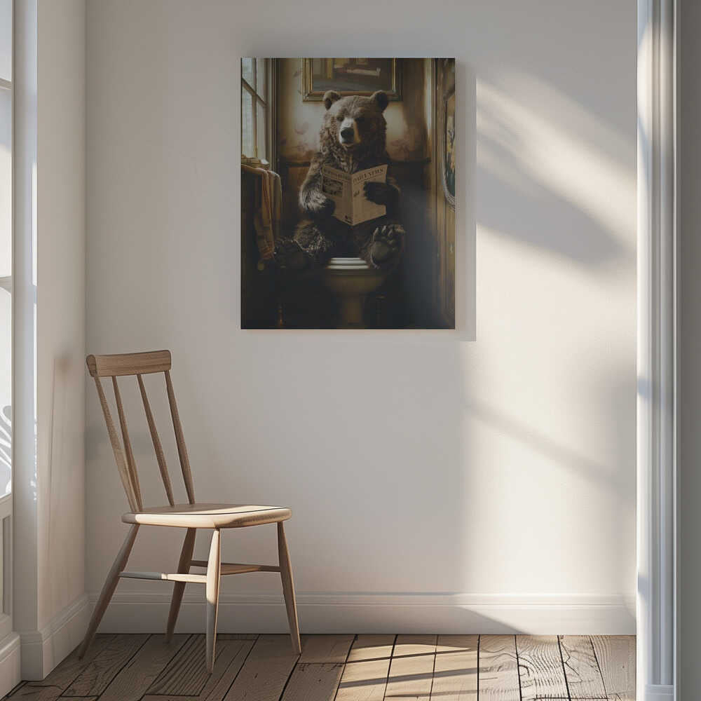 The Toilet Bear Canvas Print Wall Art 1X2807343 - ART FEVER - Art Fever