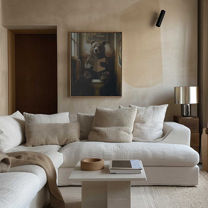 The Toilet Bear Canvas Print Wall Art 1X2807343 - ART FEVER - Art Fever