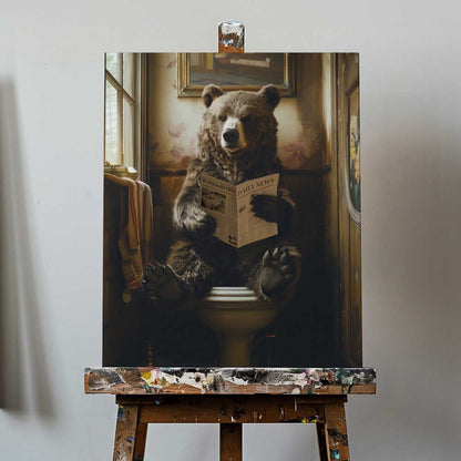 The Toilet Bear Canvas Print Wall Art 1X2807343 - ART FEVER - Art Fever