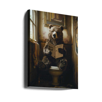 The Toilet Bear Canvas Print Wall Art 1X2807343 - ART FEVER - Art Fever