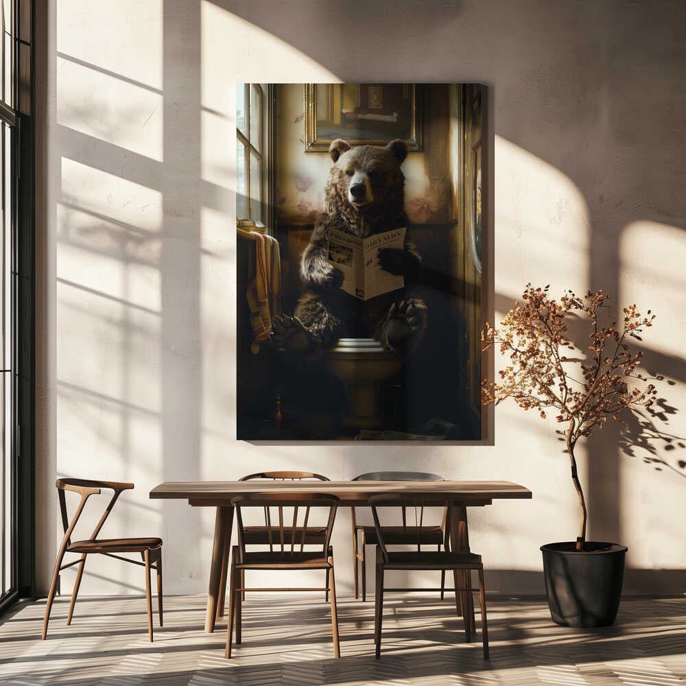 The Toilet Bear Canvas Print Wall Art 1X2807343 - ART FEVER - Art Fever