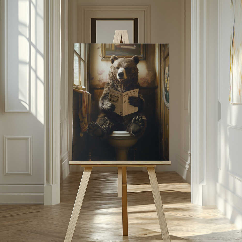 The Toilet Bear Canvas Print Wall Art 1X2807343 - ART FEVER - Art Fever