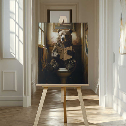The Toilet Bear Canvas Print Wall Art 1X2807343 - ART FEVER - Art Fever