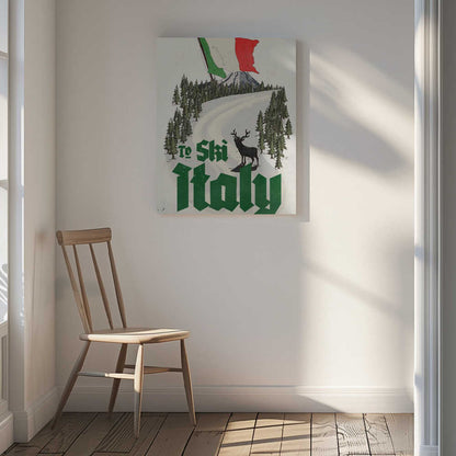 To Ski Italy Vintage Poster Canvas Print Wall Art 1X3388768 - ART FEVER - Art Fever